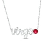 Thumbnail Image 1 of Lab-Created Ruby Zodiac Virgo Necklace 10K White Gold 18"