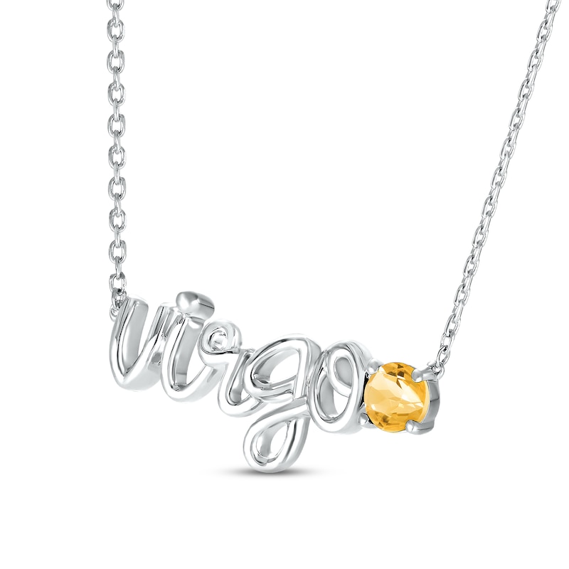 Main Image 2 of Citrine Zodiac Virgo Necklace 10K White Gold 18"