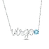 Swiss Blue Topaz Zodiac Virgo Necklace 10K White Gold 18"