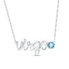 Thumbnail Image 1 of Swiss Blue Topaz Zodiac Virgo Necklace 10K White Gold 18"