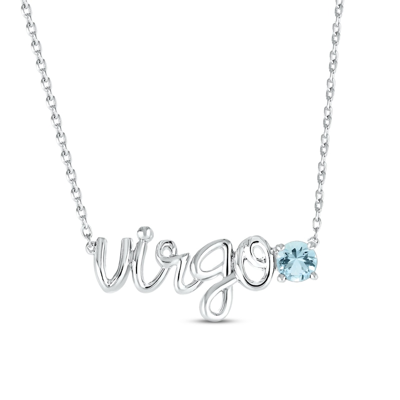Main Image 1 of Aquamarine Zodiac Virgo Necklace 10K White Gold 18"
