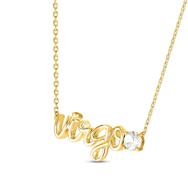 White Lab-Created Sapphire Zodiac Virgo Necklace 10K Yellow Gold 18"