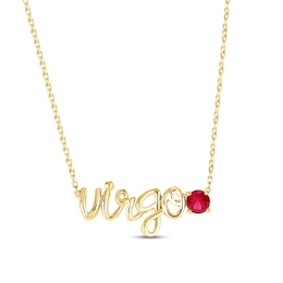 Lab-Created Ruby Zodiac Virgo Necklace 10K Yellow Gold 18"