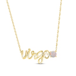 Lab-Created Opal Zodiac Virgo Necklace 10K Yellow Gold 18"