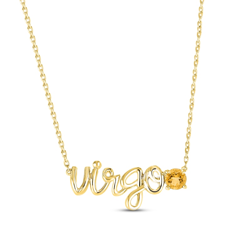Main Image 1 of Citrine Zodiac Virgo Necklace 10K Yellow Gold 18"