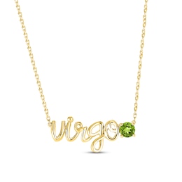 Peridot Zodiac Virgo Necklace 10K Yellow Gold 18"