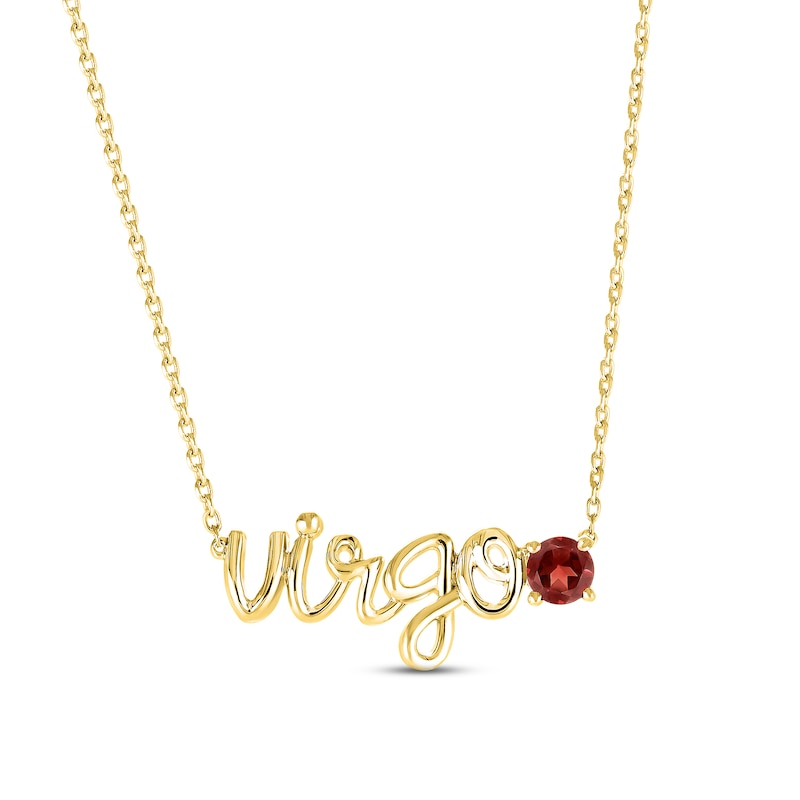 Main Image 1 of Garnet Zodiac Virgo Necklace 10K Yellow Gold 18&quot;