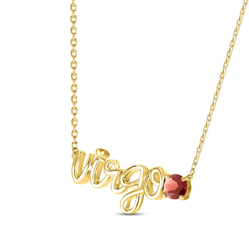Garnet Zodiac Virgo Necklace 10K Yellow Gold 18"