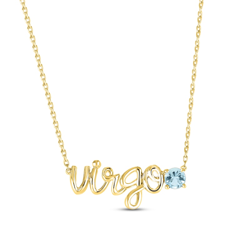Main Image 1 of Aquamarine Zodiac Virgo Necklace 10K Yellow Gold 18&quot;