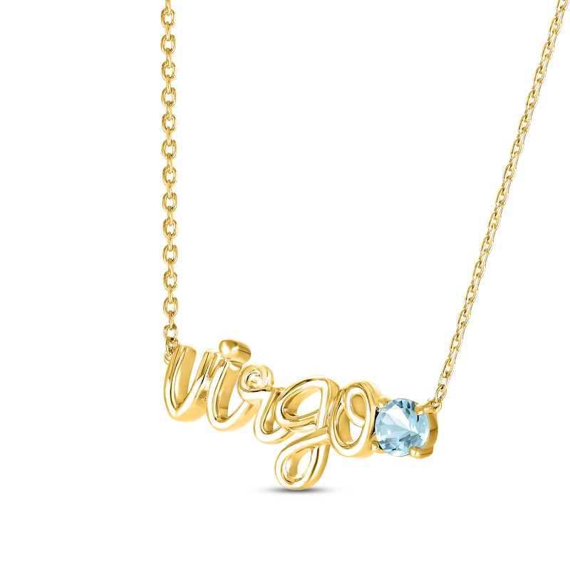 Main Image 2 of Aquamarine Zodiac Virgo Necklace 10K Yellow Gold 18&quot;