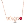 Thumbnail Image 1 of Lab-Created Ruby Zodiac Virgo Necklace 10K Rose Gold 18&quot;