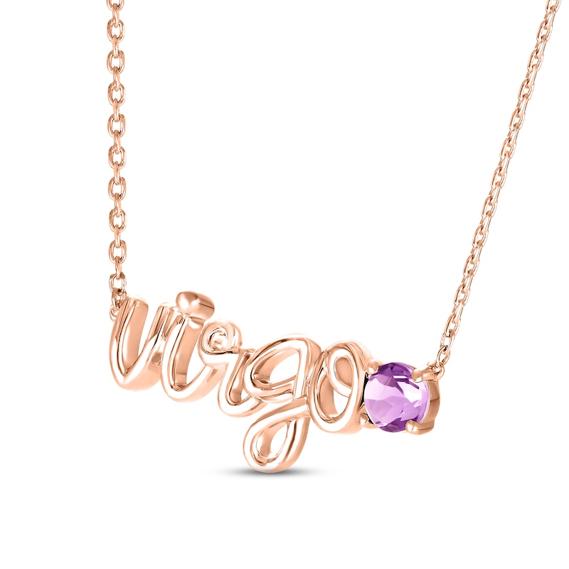 Main Image 2 of Amethyst Zodiac Virgo Necklace 10K Rose Gold 18"
