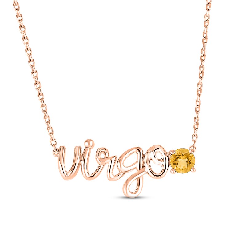 Main Image 1 of Citrine Zodiac Virgo Necklace 10K Rose Gold 18&quot;