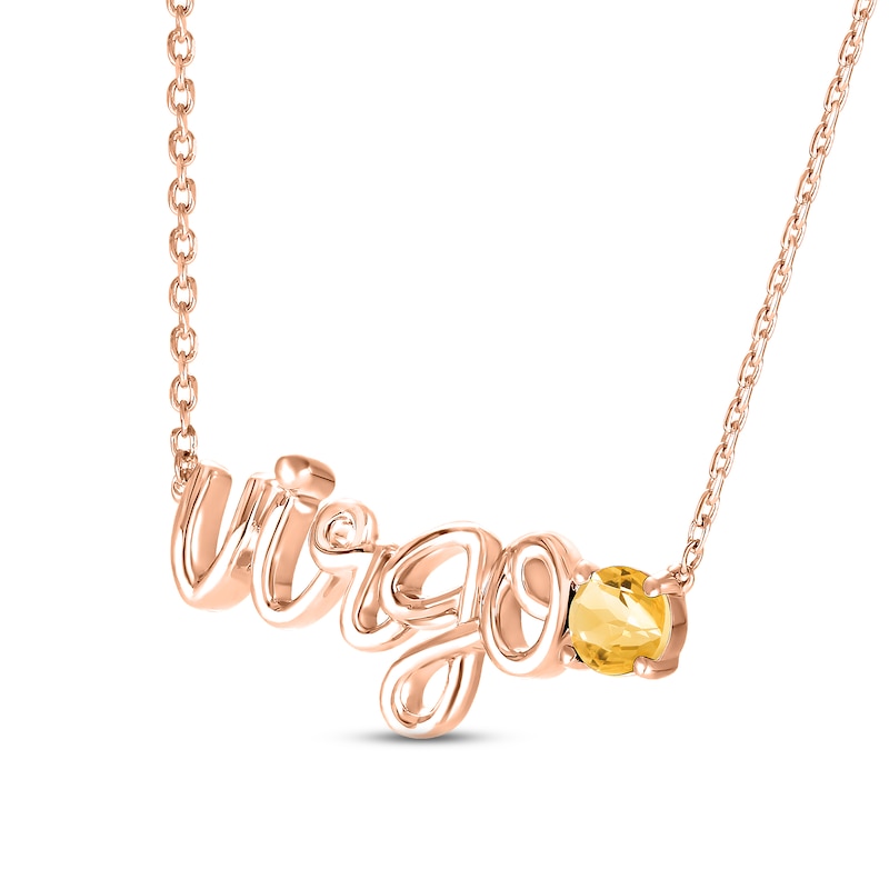 Citrine Zodiac Virgo Necklace 10K Rose Gold 18"