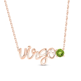 Peridot Zodiac Virgo Necklace 10K Rose Gold 18"