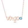 Swiss Blue Topaz Zodiac Virgo Necklace 10K Rose Gold 18"