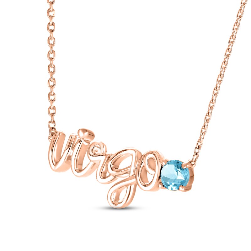 Main Image 2 of Swiss Blue Topaz Zodiac Virgo Necklace 10K Rose Gold 18&quot;