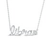 Thumbnail Image 0 of White Lab-Created Sapphire Zodiac Libra Necklace Sterling Silver 18"