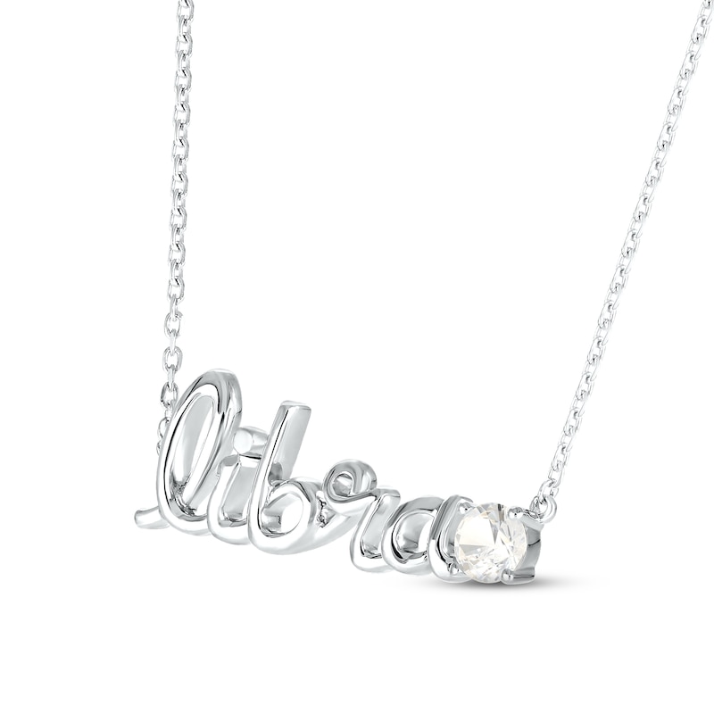 Main Image 2 of White Lab-Created Sapphire Zodiac Libra Necklace Sterling Silver 18&quot;