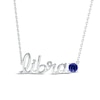 Blue Lab-Created Sapphire Zodiac Libra Necklace Sterling Silver 18"
