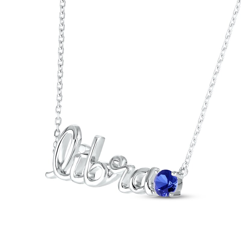 Main Image 2 of Blue Lab-Created Sapphire Zodiac Libra Necklace Sterling Silver 18&quot;