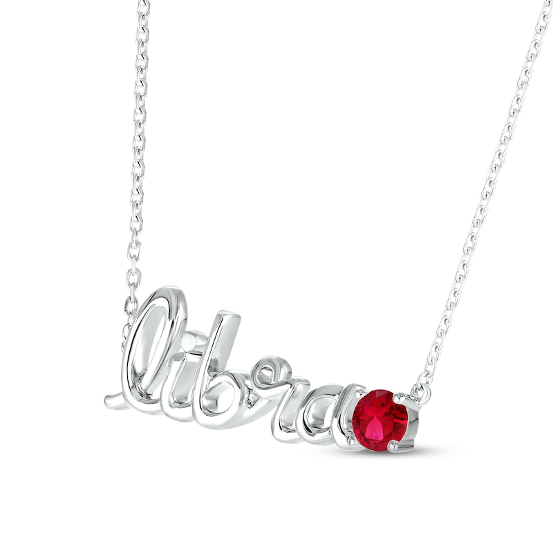 Lab-Created Ruby Zodiac Libra Necklace Sterling Silver 18"
