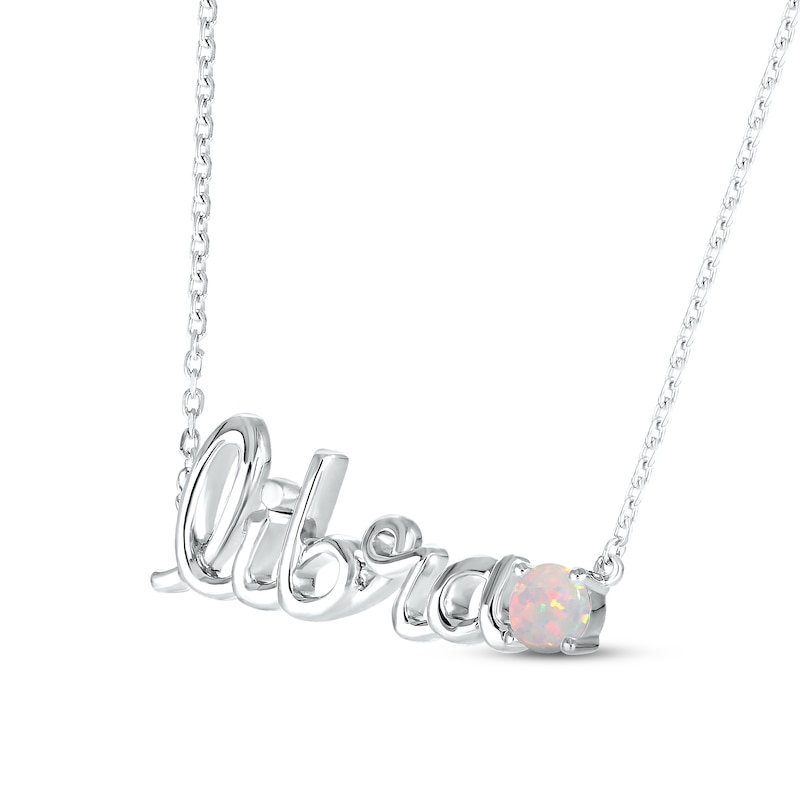 Main Image 2 of Lab-Created Opal Zodiac Libra Necklace Sterling Silver 18&quot;