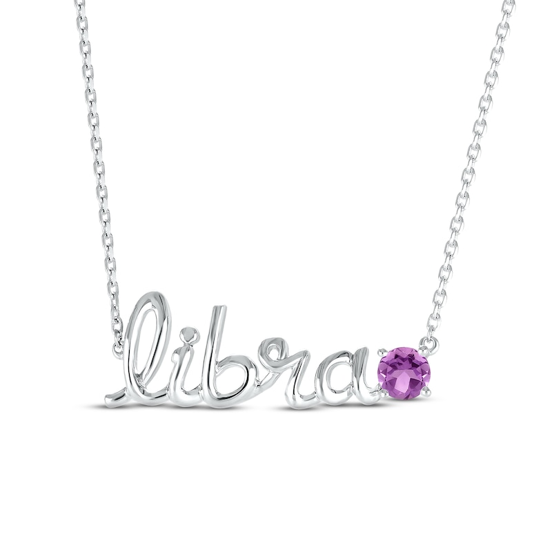 Main Image 1 of Amethyst Zodiac Libra Necklace Sterling Silver 18&quot;