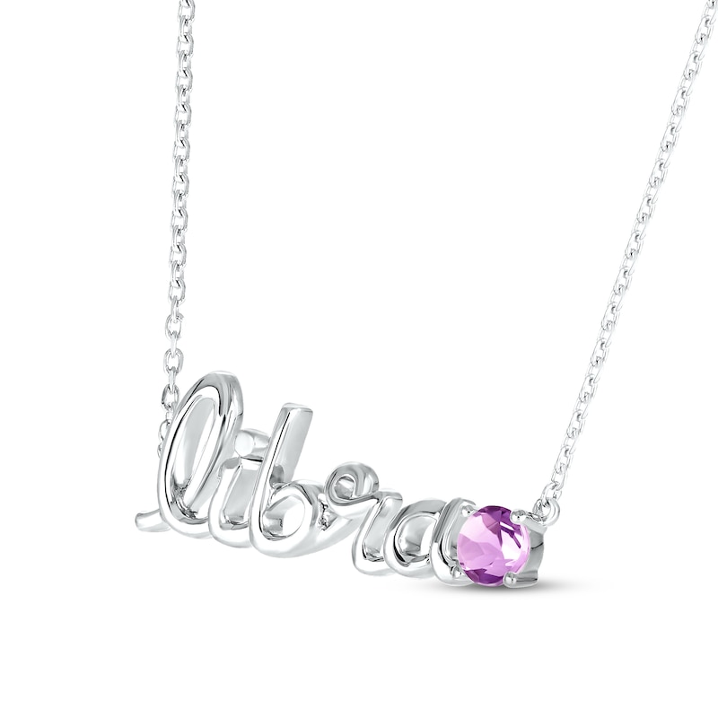 Main Image 2 of Amethyst Zodiac Libra Necklace Sterling Silver 18&quot;