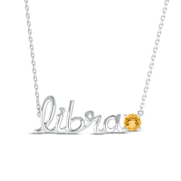 Citrine Zodiac Libra Necklace Sterling Silver 18"