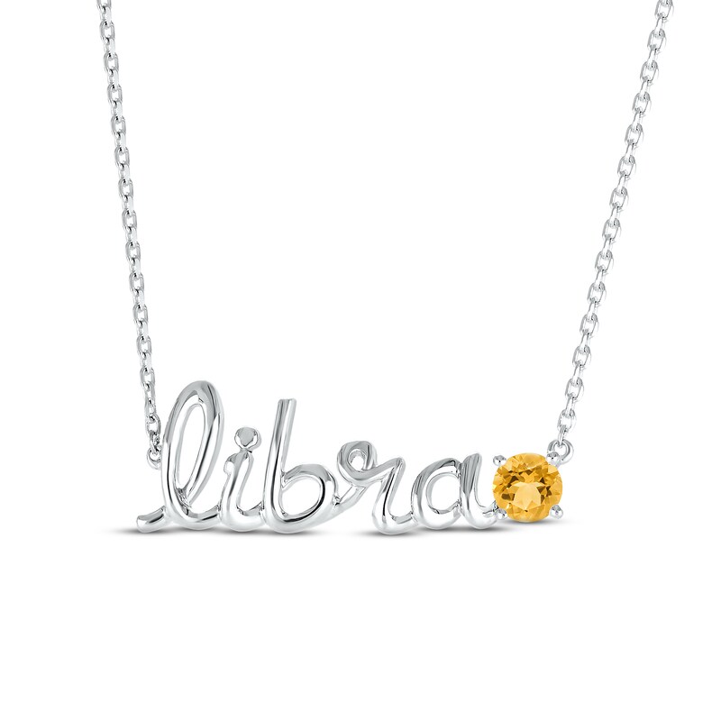 Main Image 1 of Citrine Zodiac Libra Necklace Sterling Silver 18&quot;