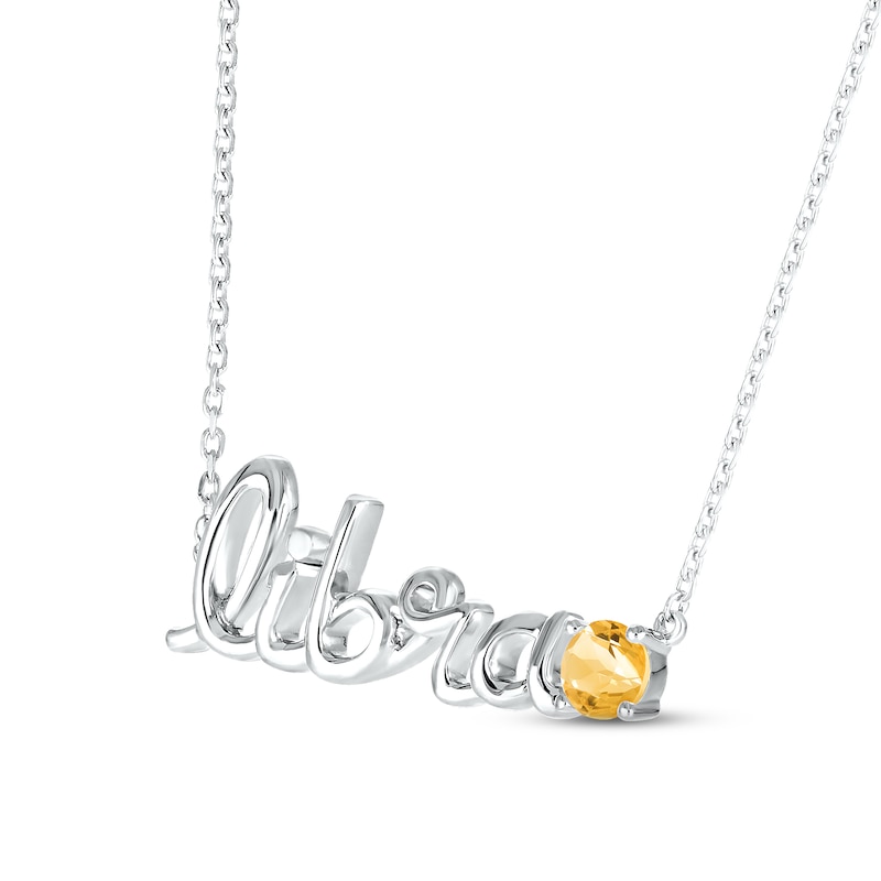 Citrine Zodiac Libra Necklace Sterling Silver 18"