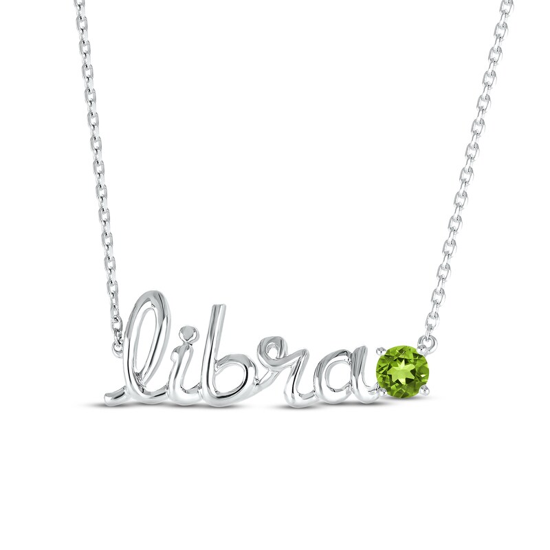 Peridot Zodiac Libra Necklace Sterling Silver 18"