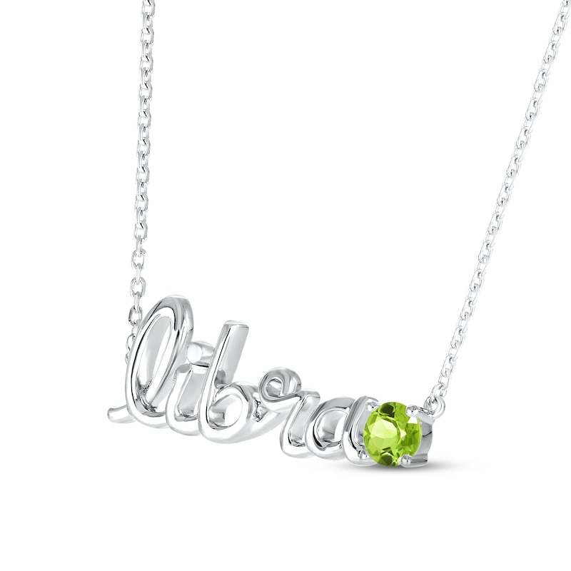 Peridot Zodiac Libra Necklace Sterling Silver 18"