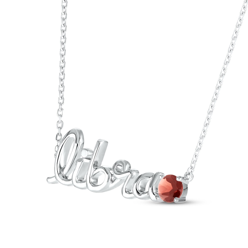 Main Image 2 of Garnet Zodiac Libra Necklace Sterling Silver 18&quot;