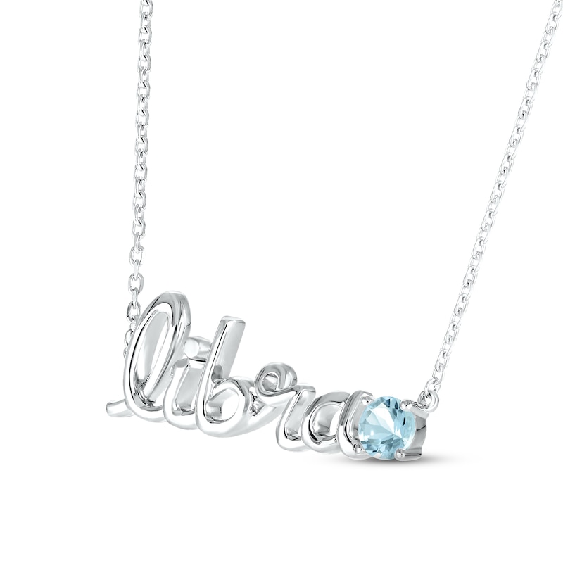 Aquamarine Zodiac Libra Necklace Sterling Silver 18"