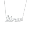 Thumbnail Image 1 of White Lab-Created Sapphire Zodiac Libra Necklace 10K White Gold 18"