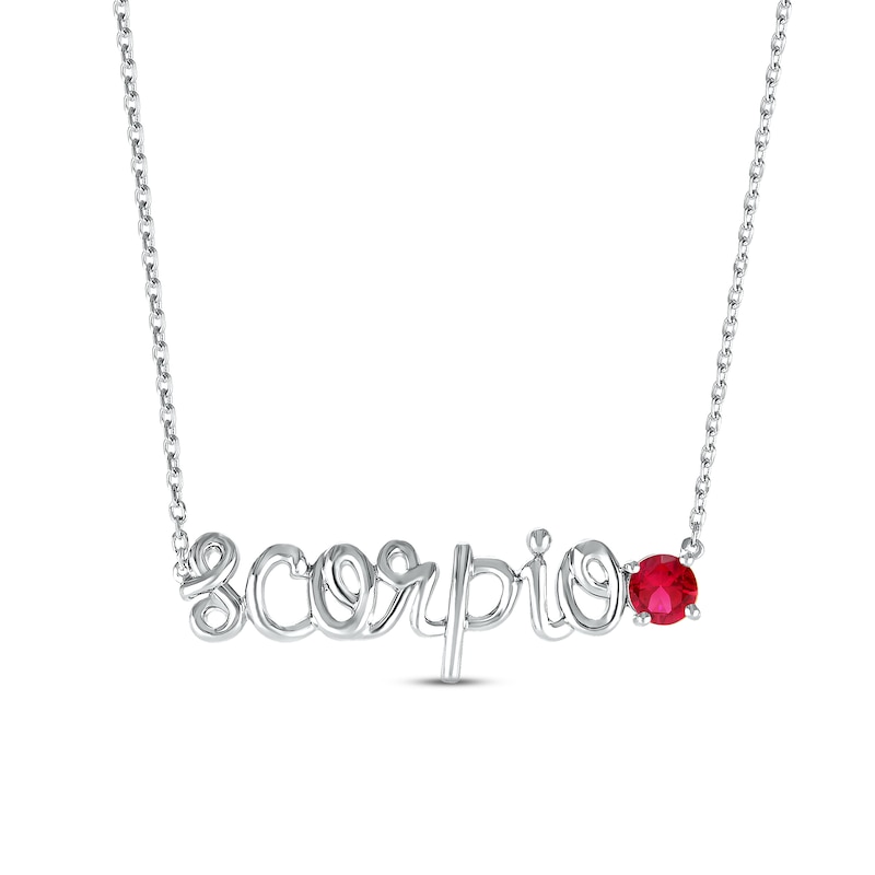 Lab-Created Ruby Zodiac Scorpio Necklace Sterling Silver 18"