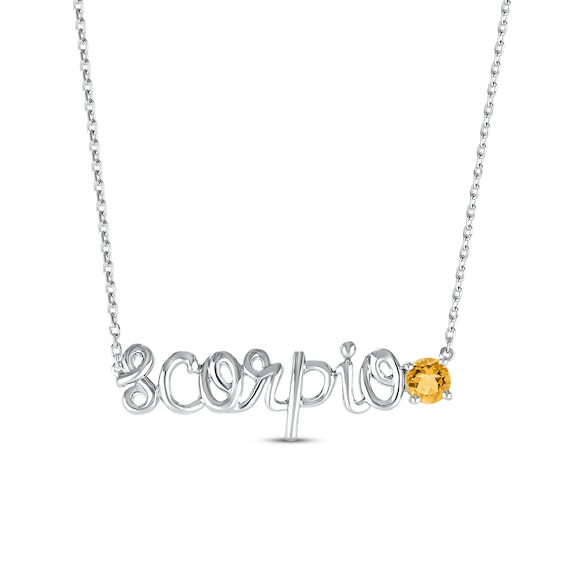 Citrine Zodiac Scorpio Necklace Sterling Silver 18"