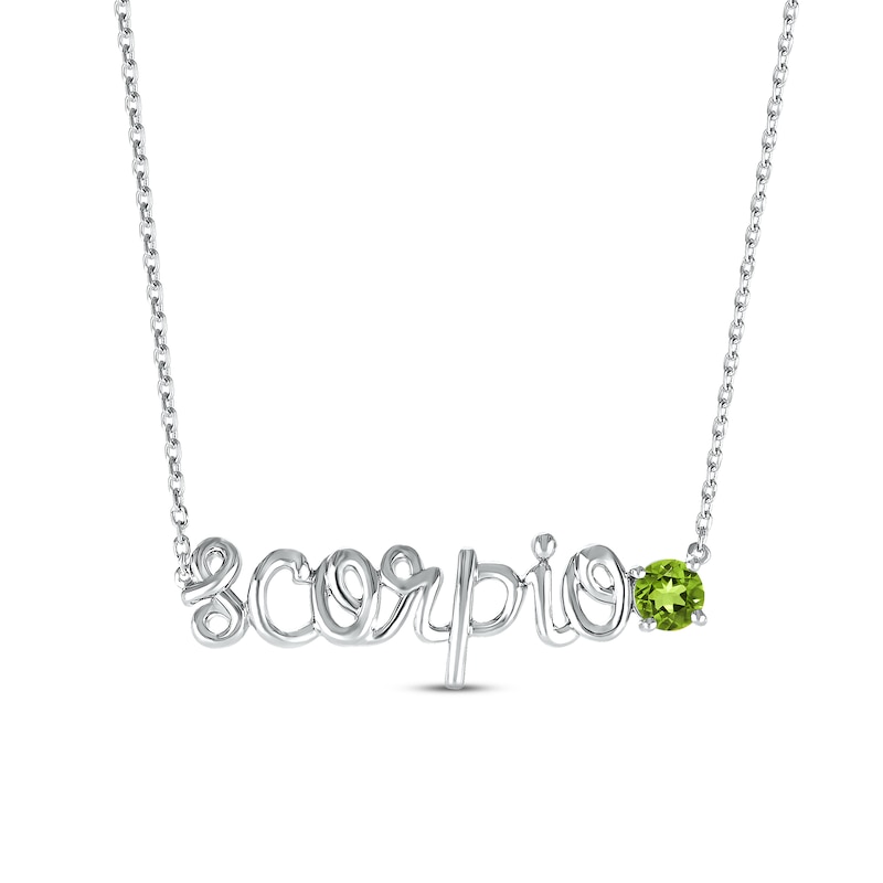 Peridot Zodiac Scorpio Necklace Sterling Silver 18"