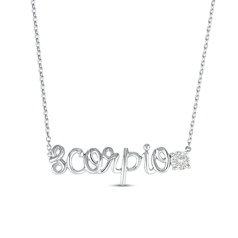 White Lab-Created Sapphire Zodiac Scorpio Necklace 10K White Gold 18"