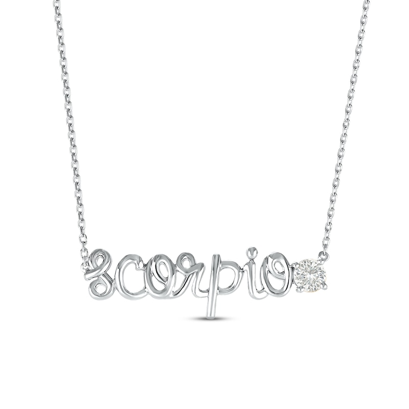 Main Image 1 of White Lab-Created Sapphire Zodiac Scorpio Necklace 10K White Gold 18"