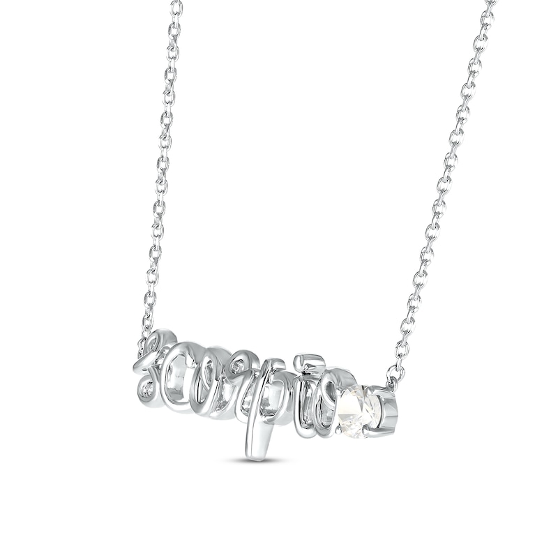 Main Image 2 of White Lab-Created Sapphire Zodiac Scorpio Necklace 10K White Gold 18"
