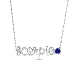 Blue Lab-Created Sapphire Zodiac Scorpio Necklace 10K White Gold 18"