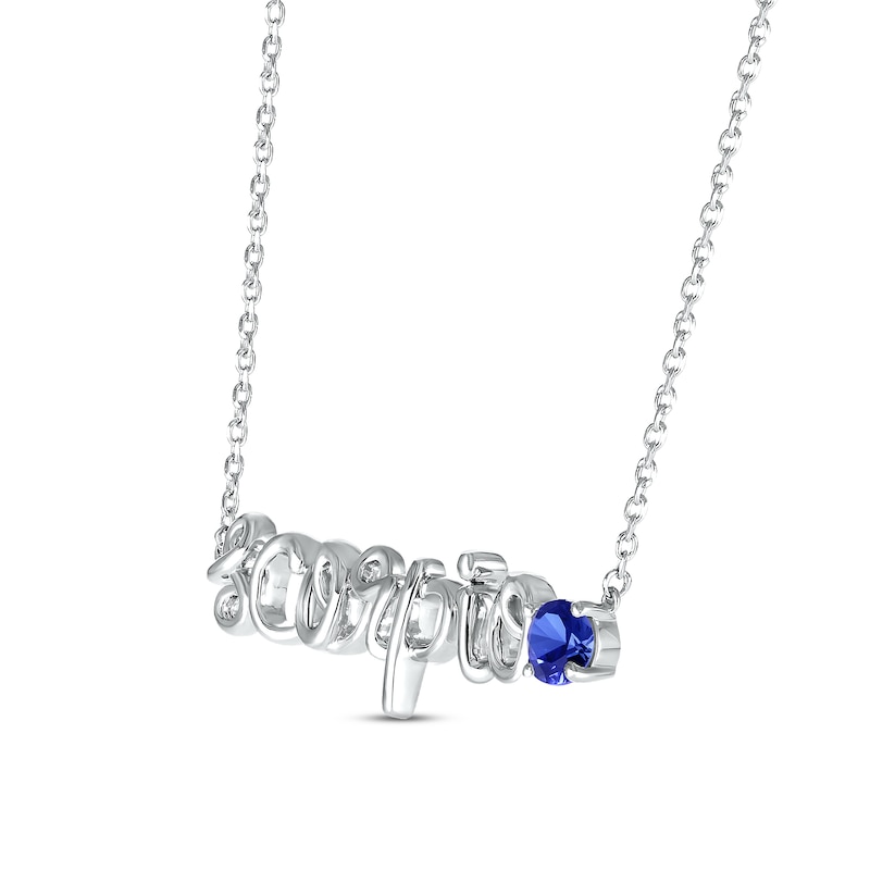 Blue Lab-Created Sapphire Zodiac Scorpio Necklace 10K White Gold 18"