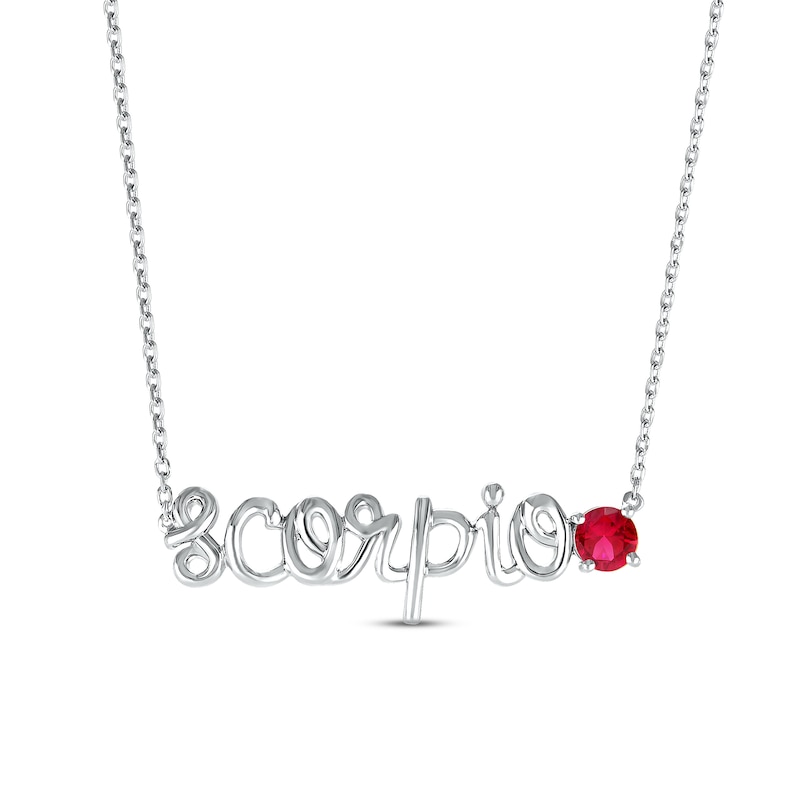Main Image 1 of Lab-Created Ruby Zodiac Scorpio Necklace 10K White Gold 18"