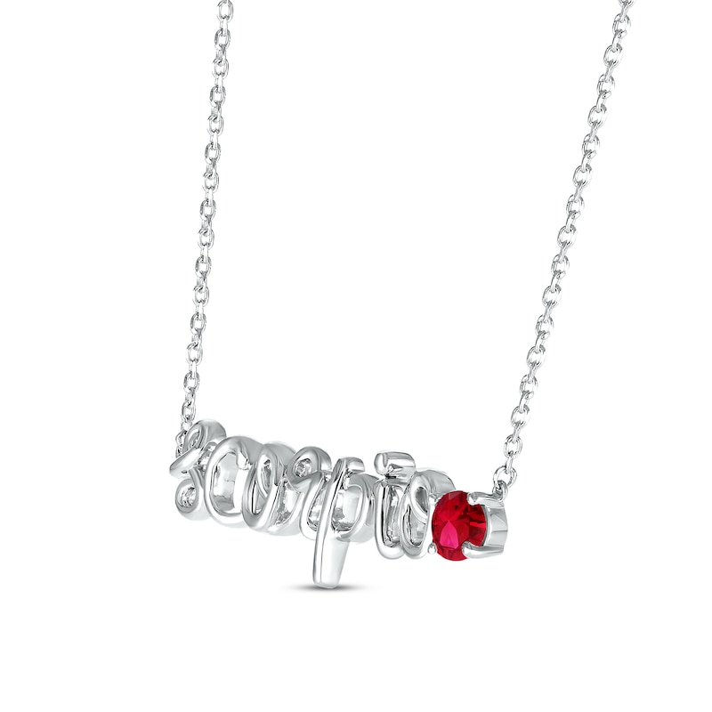 Main Image 2 of Lab-Created Ruby Zodiac Scorpio Necklace 10K White Gold 18"