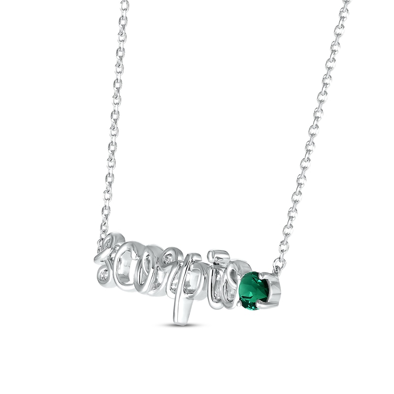 Lab-Created Emerald Zodiac Scorpio Necklace 10K White Gold 18"