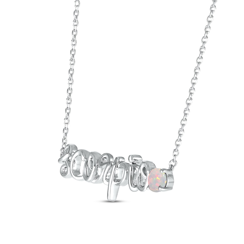 Main Image 2 of Lab-Created Opal Zodiac Scorpio Necklace 10K White Gold 18&quot;