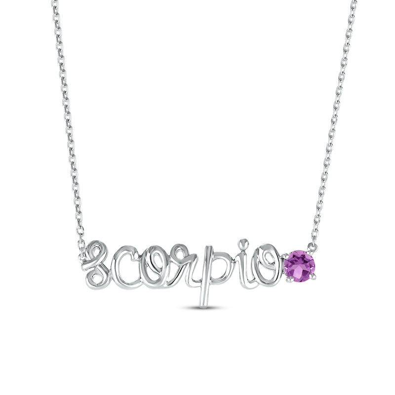 Main Image 1 of Amethyst Zodiac Scorpio Necklace 10K White Gold 18"